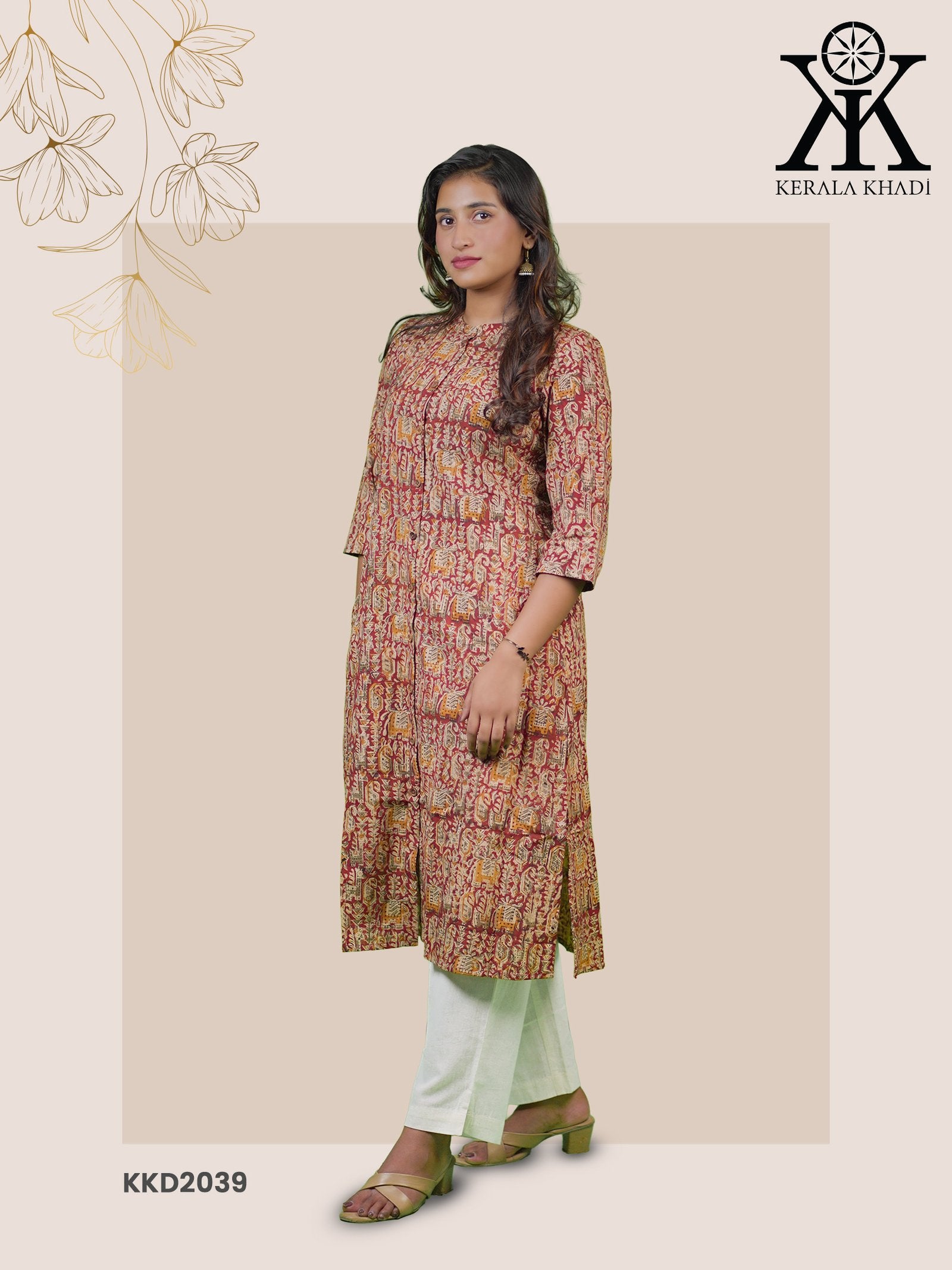 KKD2039 - Kalamkari Geometrical Print Kurthi