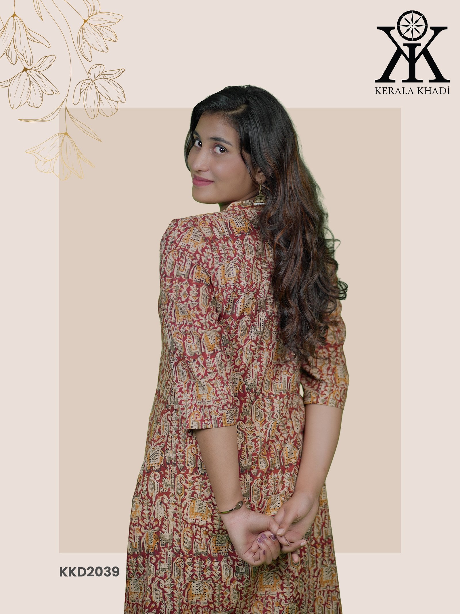 KKD2039 - Kalamkari Geometrical Print Kurthi
