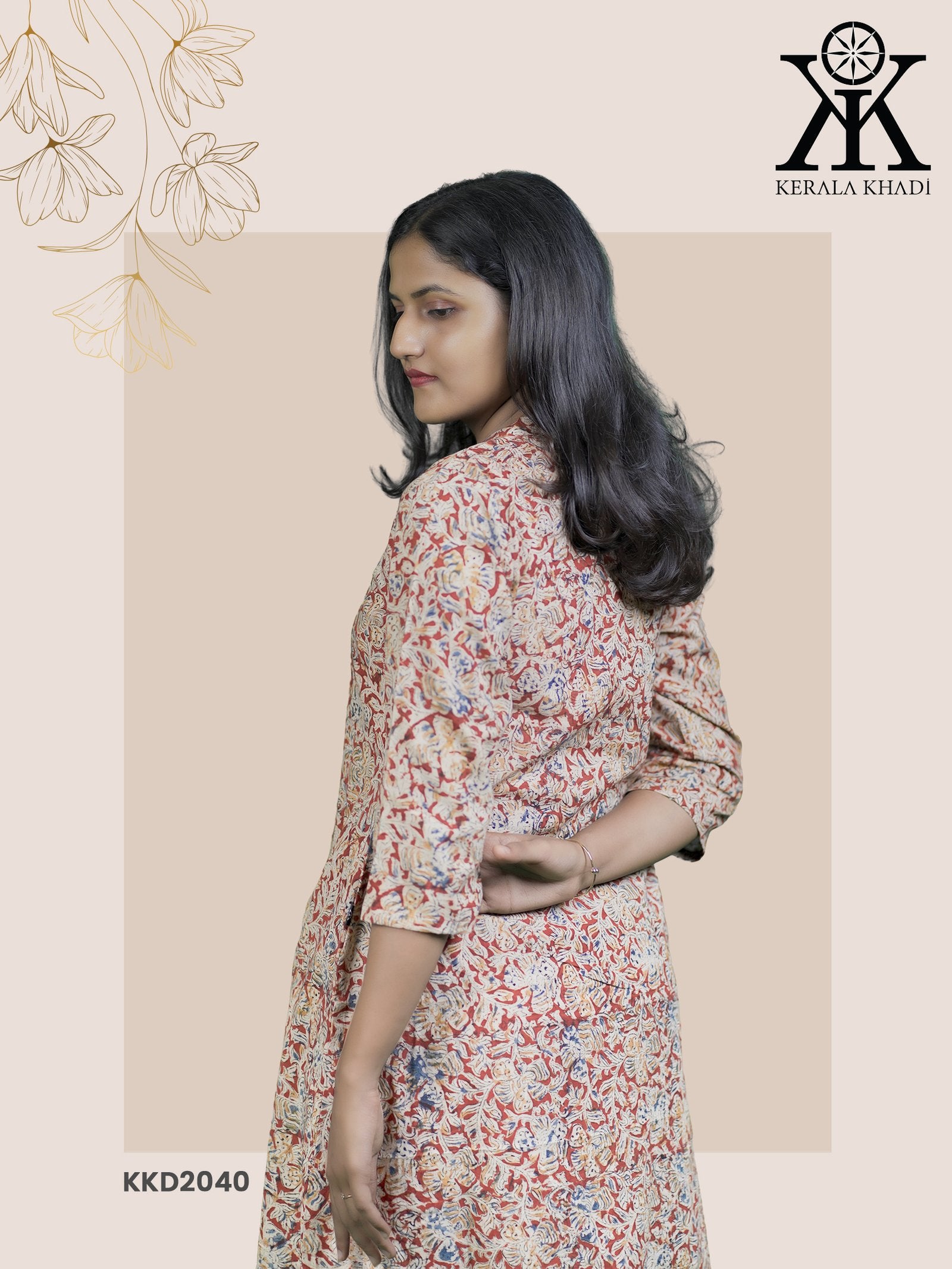 KKD2040 - Kalamkari Floral Print Kurthi