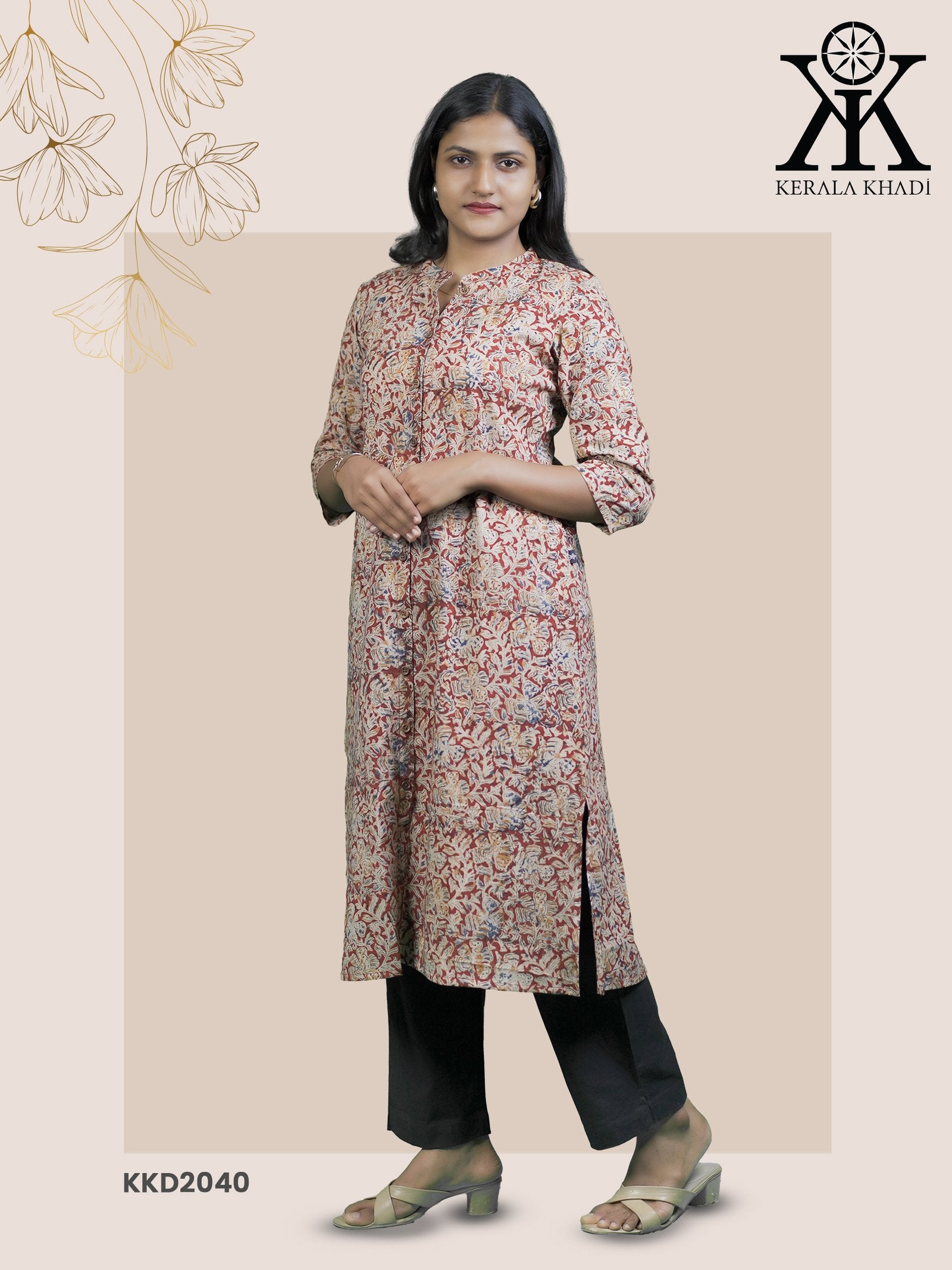 KKD2040 - Kalamkari Floral Print Kurthi