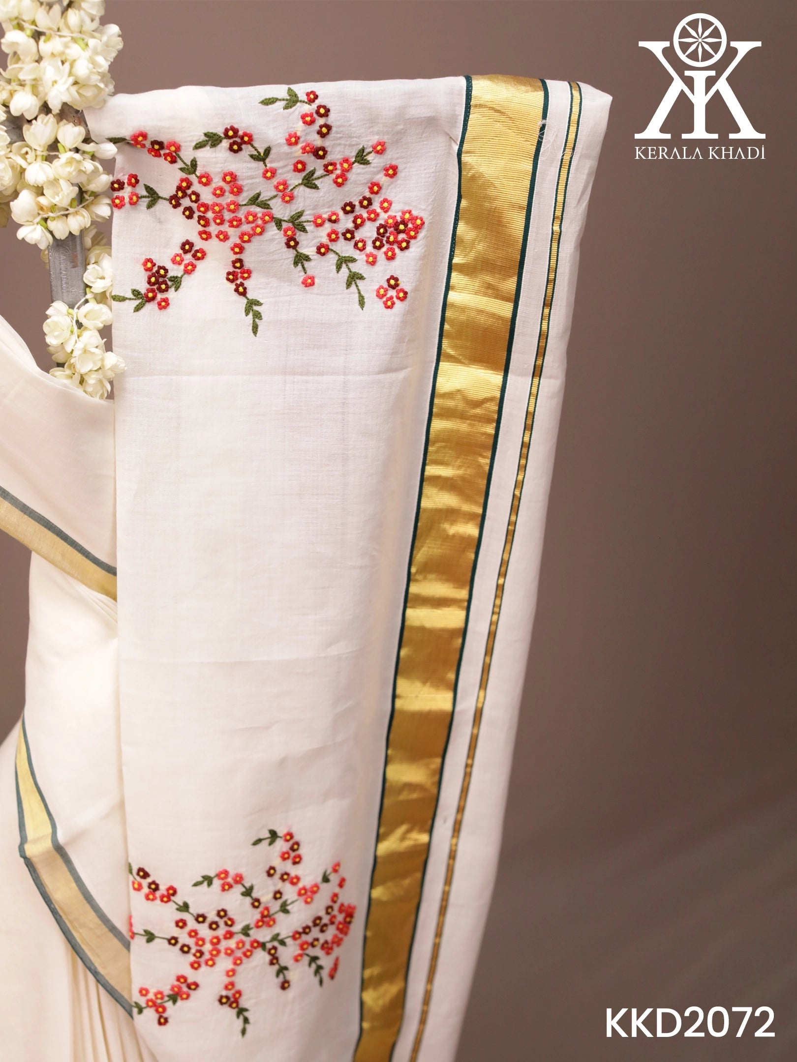 KKD2072 - French Knot Flowers Handloom Saree