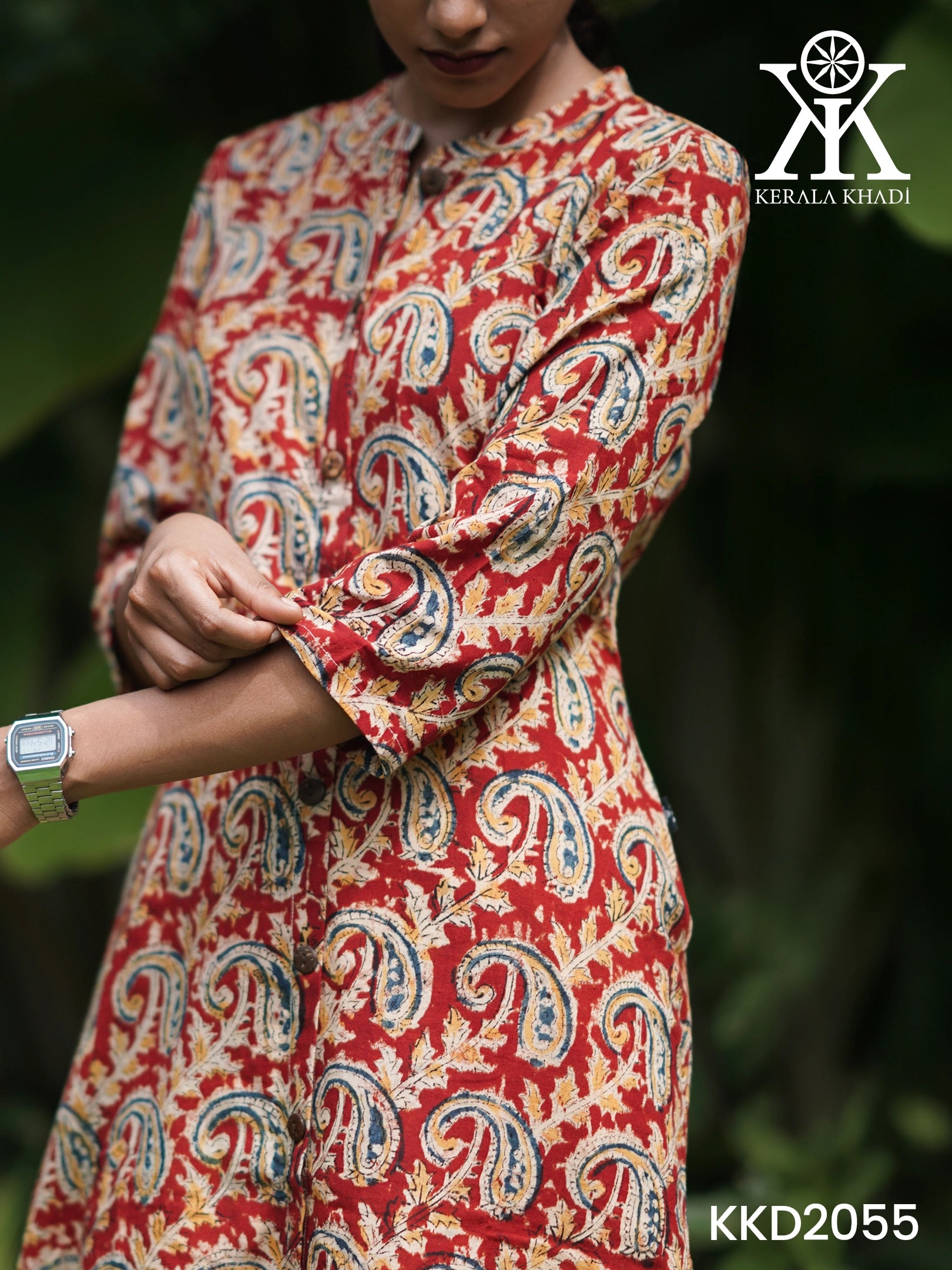 KKD2055 - Kalamkari  maroon mango print Top Kurthi