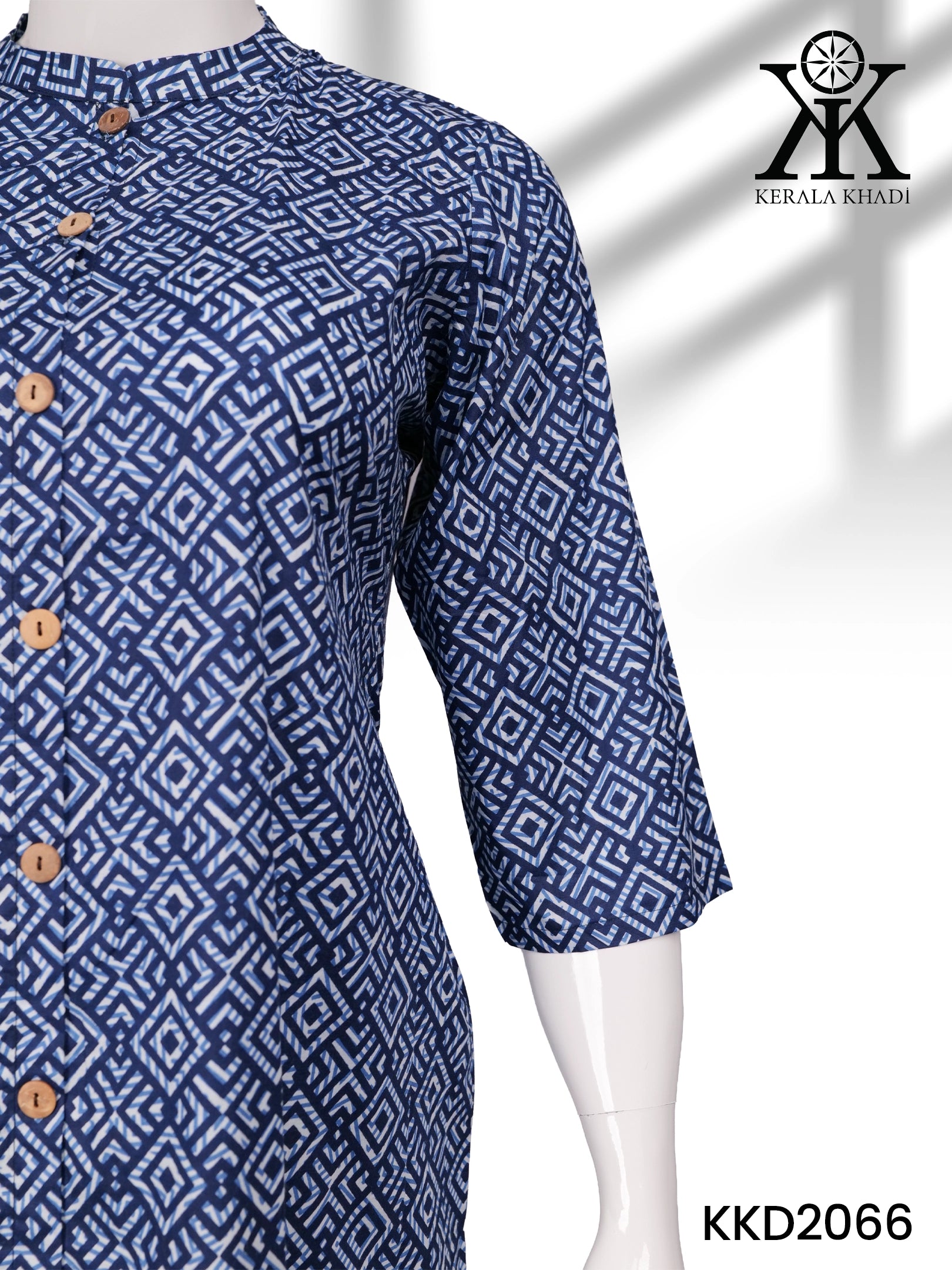 KKD2066 - Blue geometric print Top