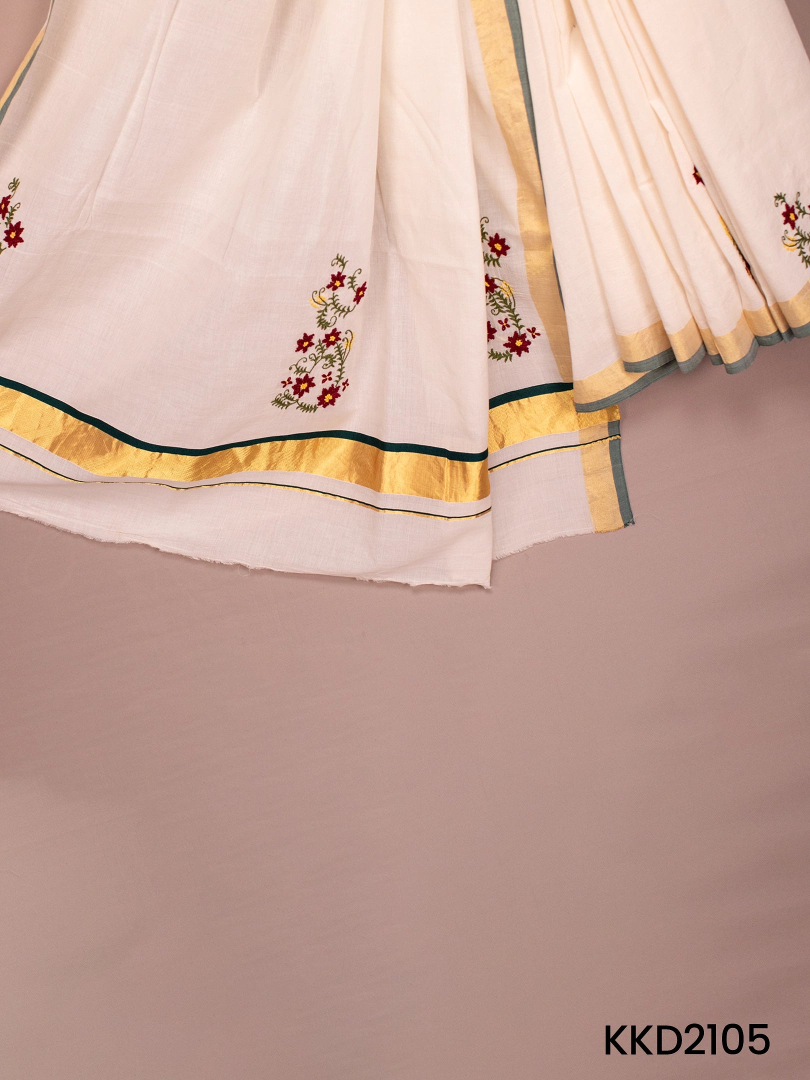 KKD2105 - green & golden border with hand work saree