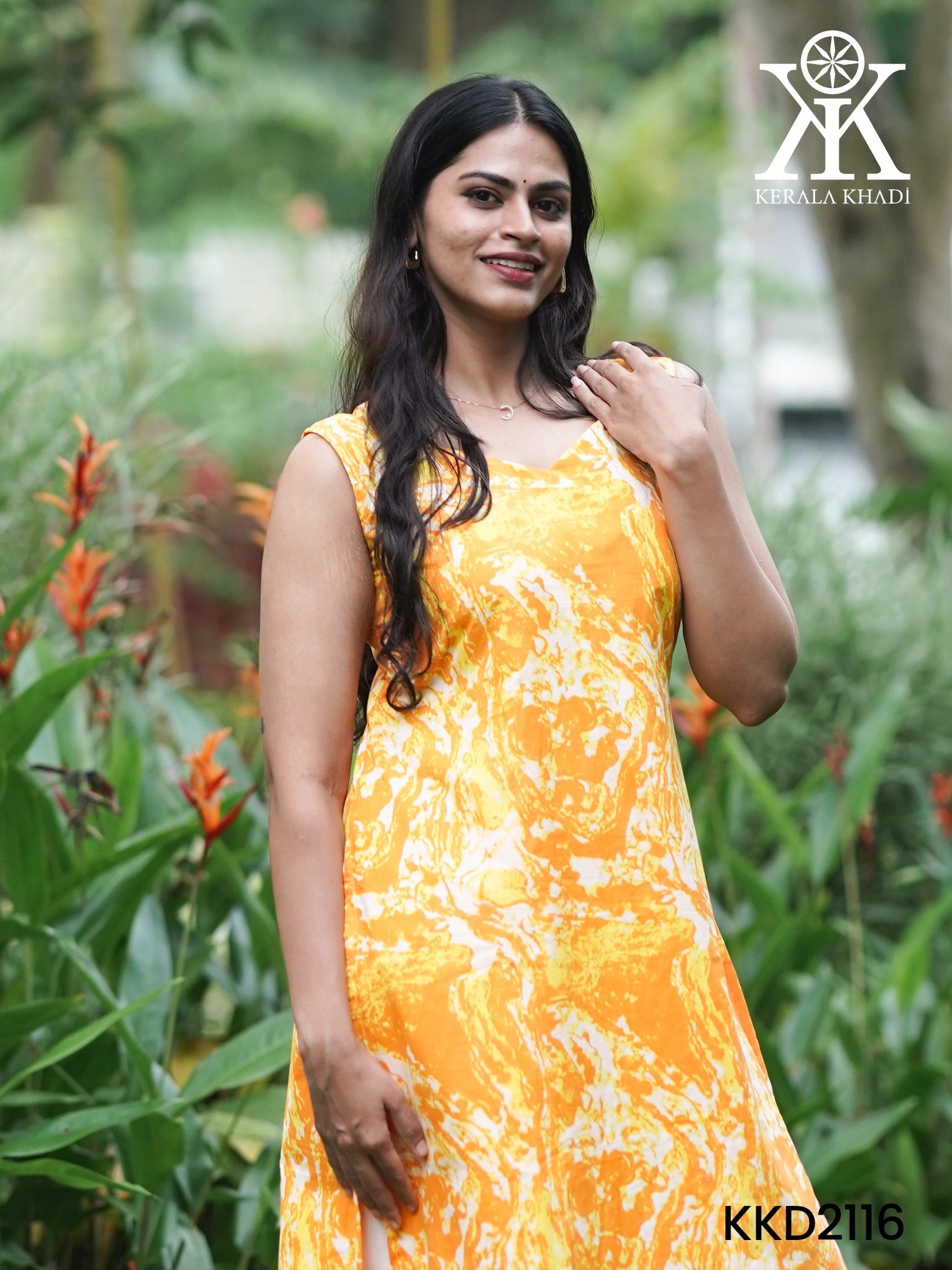 KKD2116 - Yellow Printed A-Line Co-ord Set