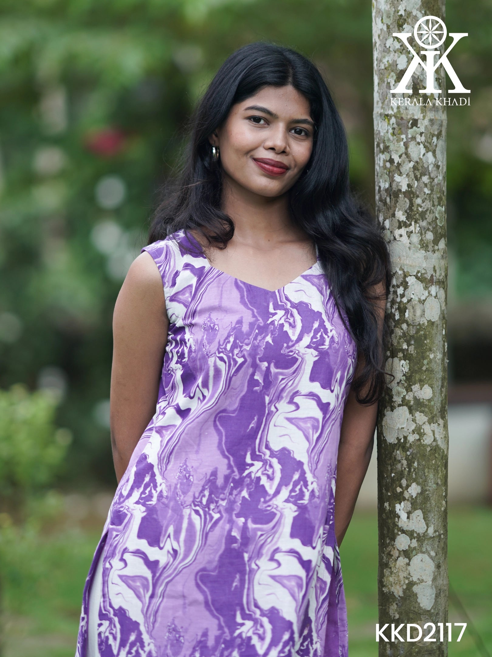 KKD2117 - Lavender And White Printed Sleeveless Co-ord Set