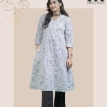 Floral Print  V Neck Lace pattern Maxi Pattern White